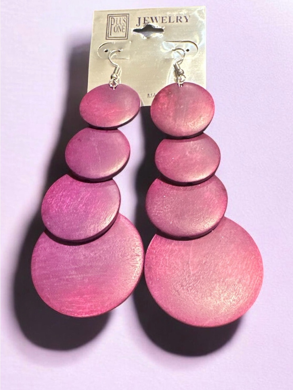 Pink / Purple Tiered Disc Drop Earrings
536